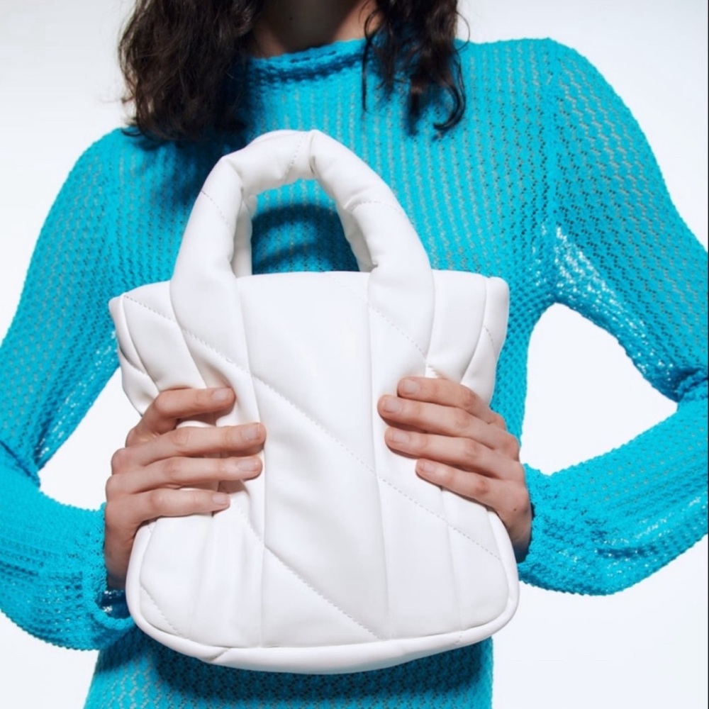 NWT Zara White Quilted Mini Tote